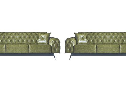 Sofagarnituren Chesterfield Sofa-Set 3-Sitzer Sofas Grün Klasssich Kissen