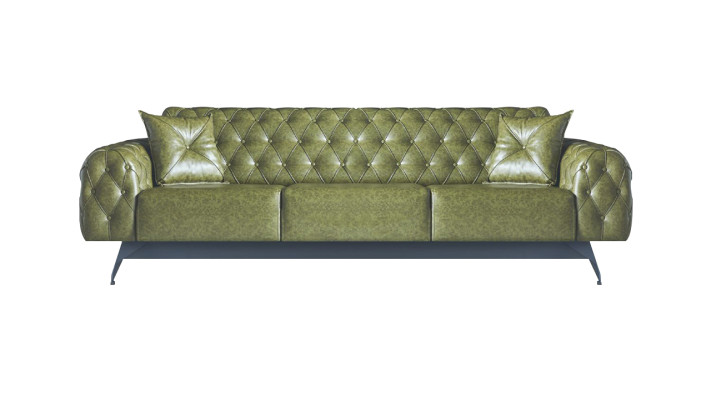 Sofa-Set Chesterfield 3-Sitzer 2-Sitzer Leder Holz Sessel Grün Klassisch