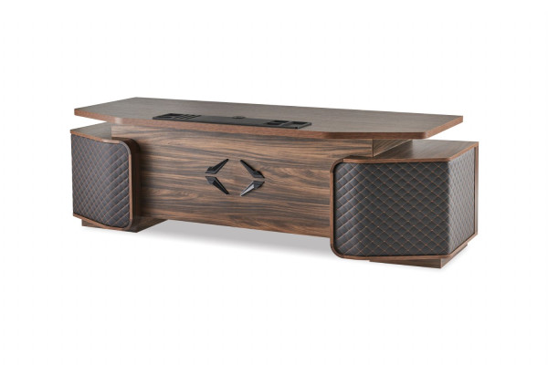 Arbeitszimmer-Set Bürotisch Bürostuhl Sideboard Schwarz Braun Chefsessel