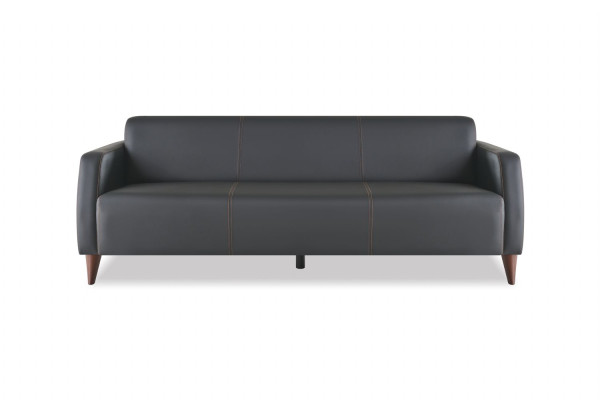 Sofas-Set Ledesofa Schwarz 3-Sitzer Sessel Braun Couchtisch Modern Leder