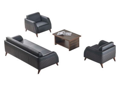 Sofagarnituren Schwarz 3-Sitzer Sessel Braun Farbe Couchtisch Ledersofas