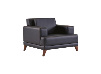 Sessel Schwarz Polster Modern Kissen Arbeitszimmer Wohnzimmer Leder Holz