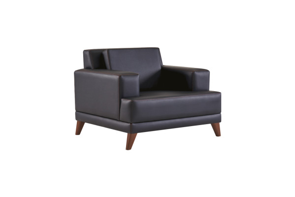 Sitzmöbel Set 2-Sitzer Sessel Schwarz Ledersofas Modern Sofa-Set Polster