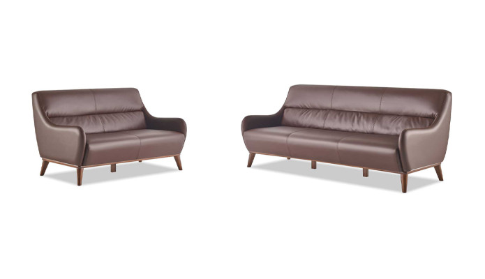 Klassisch 3-Sitzer 2-Sitzer Braun Sofa-Set Sofagarnitur Couch Ledersofas