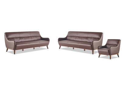 Sitzmöbel 3-Sitzer Sessel Braun Ledersofas Couch Lehnsessel Klassisch