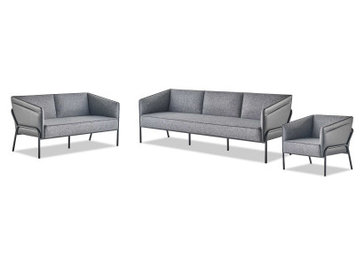 Sitzmöbel-Set 3-Sitzer 2-Sitzer Sessel Grau Lehnsessel Modern Sofa-Set