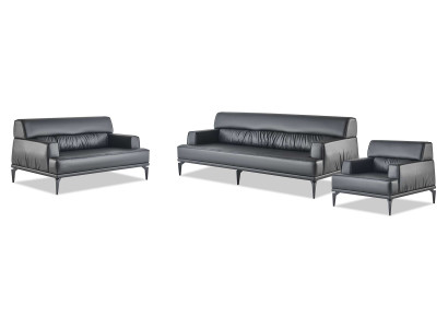Ledersofas Schwarz Sofa-Set 3-Sitzer 2-Sitzer Sessel Modern Couch Leder