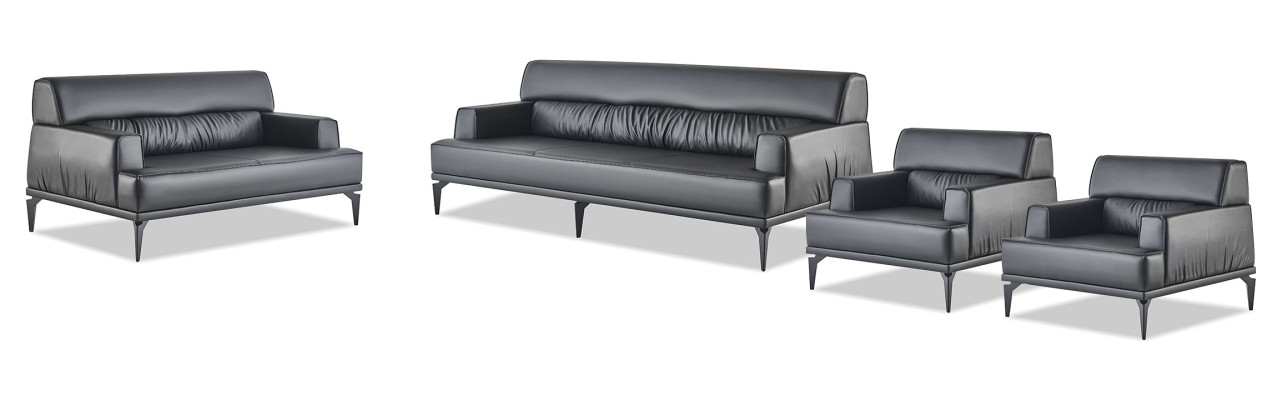 Sofagarnitur Sofas Schwarz Ledersofas Sofa-Set 3-Sitzer 2-Sitzer Sessel