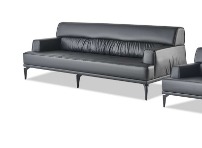 Sofagarnitur Sofas Schwarz Ledersofas Sofa-Set 3-Sitzer 2-Sitzer Sessel
