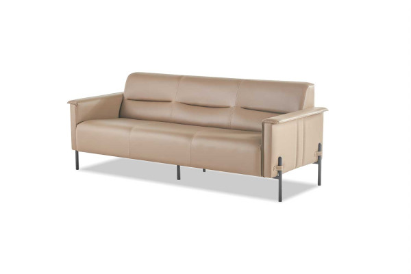 Sitzmöbel Beige Sofagarnitur Set 3-Sitzer 2-Sitzer Sessel Leder Modern