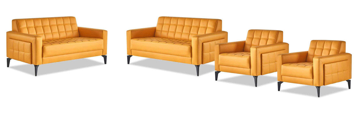 Sitzmöbel Chesterfiedl Gelb 2-Sitzer Sessel Ledersofas Modern Edelstahl