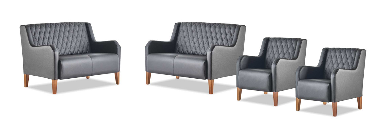 Komplett Ledersofas Couch Sitzmöbel 2-Sitzer Sessel Schwarz Modern Set