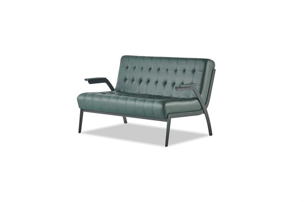 Ledersofas Grün Leder Chesterfield Set 3-Sitzer 2-Sitzer Sessel Edelstahl