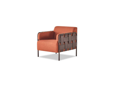 Lehnsessel Sessel Orange Textil Modern Leder Textil 1-Sitzer Weich