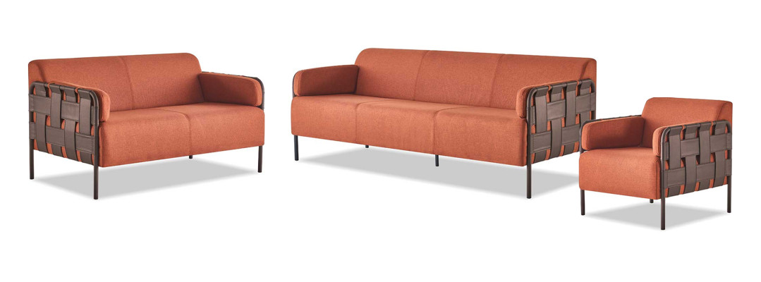 Komplett 3-Sitzer 2-Sitzer Sessel Sofa-Set Orange Sofagarnituren Sofas