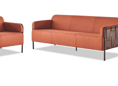 Komplett 3-Sitzer 2-Sitzer Sessel Sofa-Set Orange Sofagarnituren Sofas