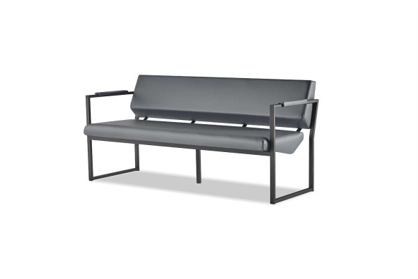 Ledersofas Set 3-Sitzer 2-Sitzer Schwarz Leder Modern Edelstahl Couch