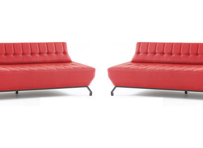 Sofa-Set Edelstahl Leder Chesterfield 2-Sitzer Sofas Leder Art Deco Rot