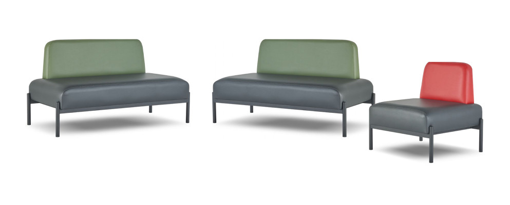 Komplett Sofas Art Deco 2-Sitzer Sessel Schwarz Grün Rot Ledersofas Holz