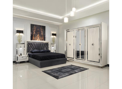 Schlafzimmer Set Bett + 2x Nachttische + Kleiderschrank 4tlg Möbel