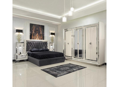 Luxus Schlafzimmer Set Bett + 2x Nachttische + Kleiderschrank Modern Möbel 4tlg
