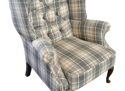 Chesterfield Ohrensessel Sessel Relex Lounge Club Sessel Textil Stoff Sofa Neu