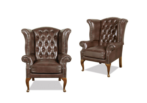 Chesterfield Ohrensessel Queen Sessel Antik Look Couch Polster Fernseh Neu Möbel