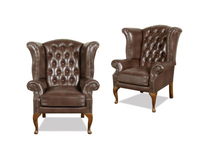 Chesterfield Ohrensessel Queen Sessel Antik Look Couch Polster Fernseh Neu Möbel