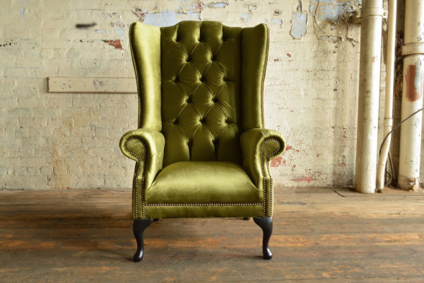 Ohrensessel Sessel Fernseh Design Polster Sofa Couch Chesterfield Textil Neu 343