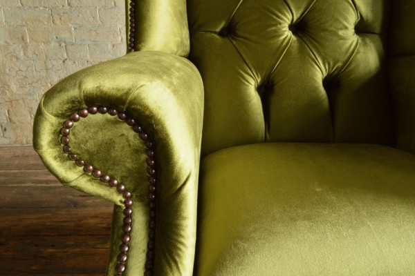 Ohrensessel Sessel Fernseh Design Polster Sofa Couch Chesterfield Textil Neu 343
