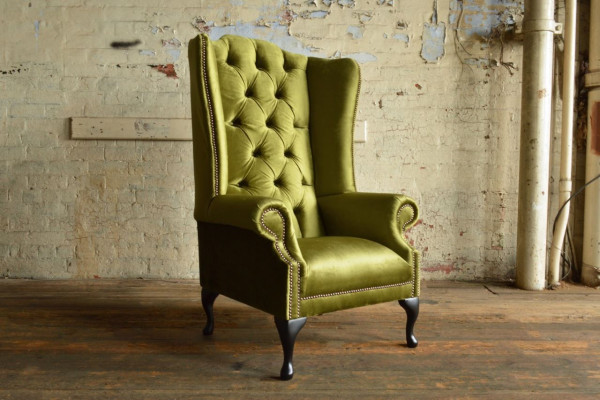 Ohrensessel Sessel Fernseh Design Polster Sofa Couch Chesterfield Textil Neu 343
