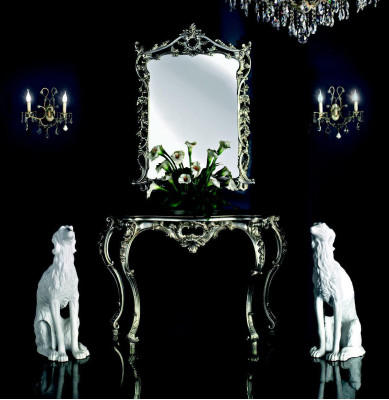 Barock Konsolentisch Anrichte Wandtisch Dielen Tisch Klassischer Holz Silber neu