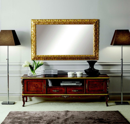 Luxus 2tlg Set Sideboard Lowboard rtv Spiegel Italienische Holz Möbel Holzmöbel