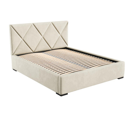 Bett Beige Doppelbett Stil Elegantes Bett Polster Stoff Schlafzimmer Modern Neu