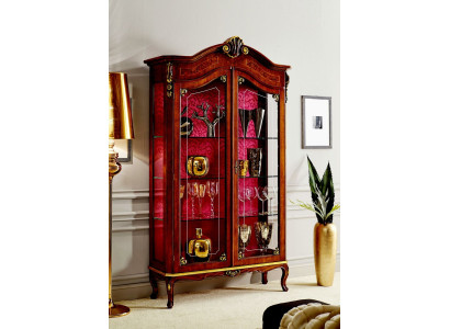 Vitrine Holz Schrank Glas Schränke Italienische Stol Möbel Anrichte Regal Barock
