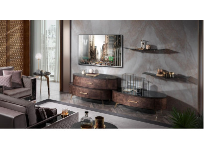 Design Wohnwand Sideboard 2x Wandablage rtv Kommode Anrichte 4 tlg. Set RTV