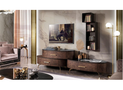 Wohnzimmer Set Design 2x Kommode Wandregal Wohnwand Regal Schränke 4tlg.