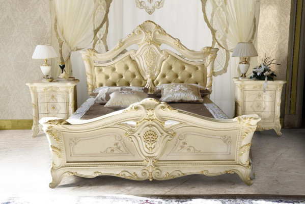 Chesterfield Schlafzimmer Barock Möbel Textil Klassisch Bett Luxus