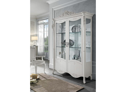 Vitrine Weiß Glasschrank Design Klassische Schrank Luxus Holz Möbel Vitrinen Neu