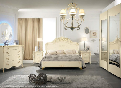 Bett Beige Holzbett Möbel Massivholz Schlafzimmer design Betten Hotel MobilPiu