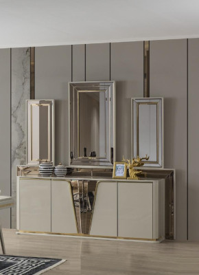 Luxus Essgruppe Esszimmer Esstisch Garnitur Stühle Essecke Beige 6tlg