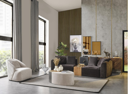  Sofagarnitur 4 Sitzer Sessel Viersitzer Sofa Modern Schwarz Stoff Neu