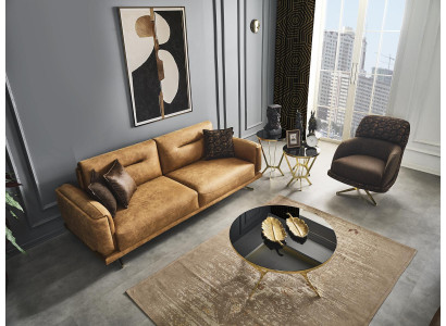 Sofagarnitur Komplette Sofa 31 Sitz Sessel Kunstleder Braun Set 2tlg