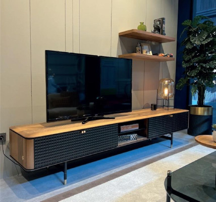 Wandregal Wohnzimmer Design Echtholz braun Farbe Neu Möbel Material Holz
