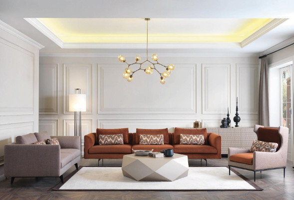 Wohnzimmer Sofa Polster 3 Sitzer Couchen Sitzgarnitur Textil grau