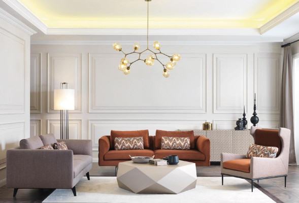 Wohnzimmer Sofa Polster 3 Sitzer Couchen Sitzgarnitur Textil grau