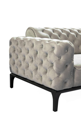 Chesterfield Sofagarnitur Sofa 31 Sitzer Stoff Grau Luxus Sofas Sitz