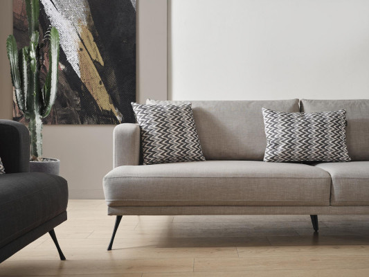 Komplette Couchgarnitur Sofagarnitur 431 Sitzer Grau Stoff Modern Set