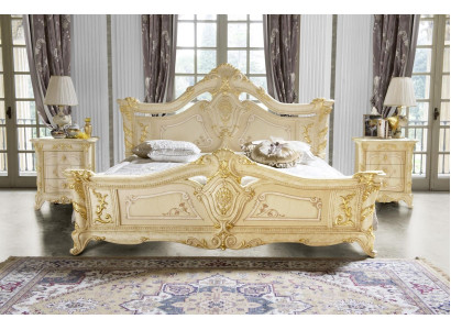 Schlafzimmer Set Design Art déco Luxus Betten Bett Nachttisch 3 tlg.