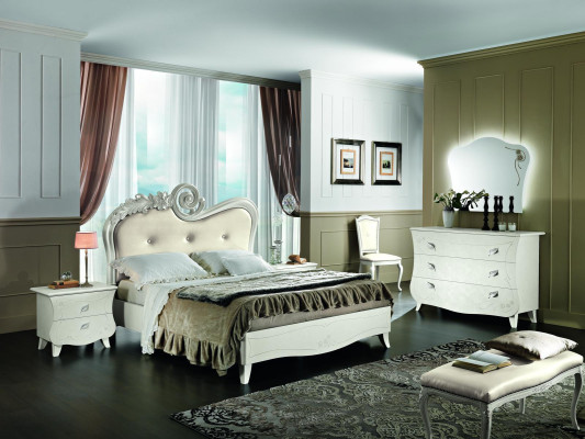Komplett Set Bett Nachttisch Kommode Neu Design Schlafzimmer 5 tlg. Schlafzimmer
